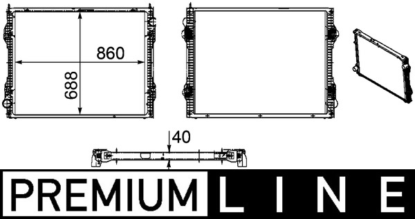 Radiator, engine cooling - CR1175000P MAHLE - 0222.2008, 0440117, 111246
