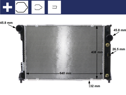 Radiator, engine cooling - CR1176000S MAHLE - 120101N, 2045001203, 30002546