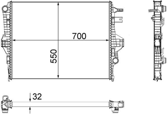 Radiator, engine cooling - CR1183000P MAHLE - 040046N, 102153, 105680