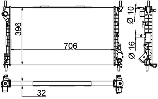 Radiator, engine cooling - CR1196000P MAHLE - 0105.3100, 012M30, 090079N
