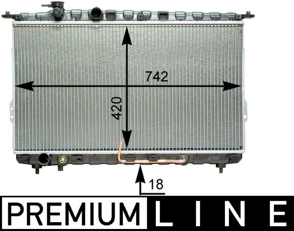 Radiator, engine cooling - CR1291000P MAHLE - 0128.3094, 25310-09050, 2531038050