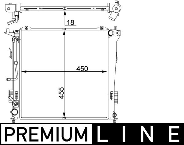 Radiator, engine cooling - CR1404000P MAHLE - 1050192, 25310-2R670, 376765-351