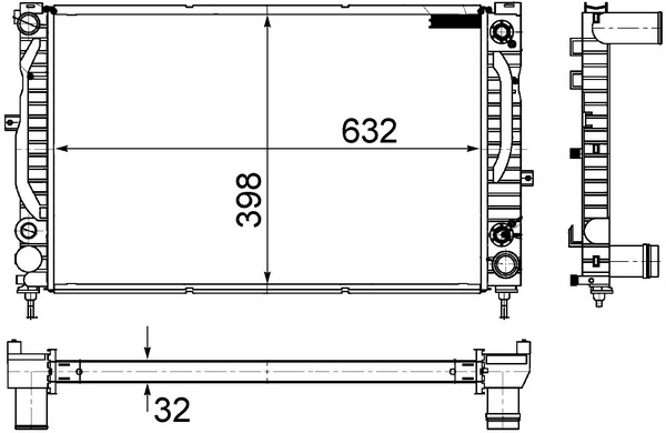 CR1414000S, Radiator, engine cooling, Cooler, MAHLE, 0110.3116, 03002111, 1114204200, 112294, 16638, 31-1764, 350213739000, 376766141, 480360N, 60032111, 60495, 731485, 8101104, 8D0121251B, AI2111, RA0010220, 359000300380, 60495A, 8D0121251BB, 8MK376766-141, AIA2111