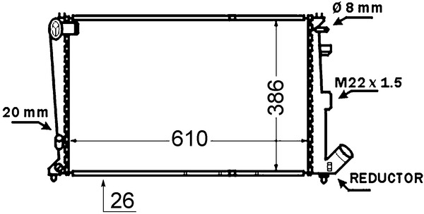 CR1429000S, Radiator, engine cooling, Cooler, MAHLE, 01033088, 060240N, 09002064, 100202, 1301M1, 24959, 376766721, 58915, 61387, 730959, CN2064, 1033088, 1331JC, CNA2064, 96151644