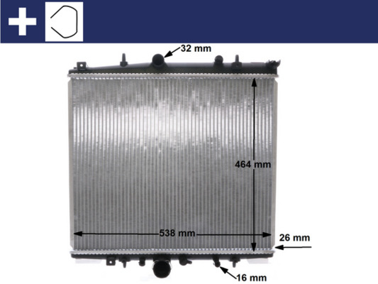 CR1435000S, Radiator, engine cooling, Cooler, MAHLE, 0103.3067, 060049N, 1330A4, 350213903000, 376767111, 40002237, 58313, 63695A, 732830, CITR5240A, DRM07061, PE2237, RA0070270, 160065N, 8MK376767-111, PEA2237