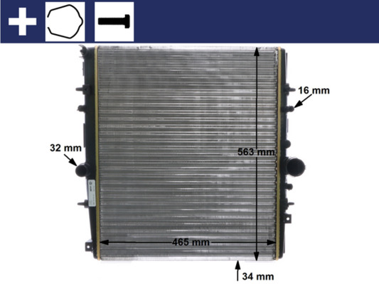 CR1436000S, Radiator, engine cooling, Cooler, MAHLE, 0103.3065, 1330A5, 160115N, 350213903000, 376767131, 40002274, 58314, 63695A, 732880, CITR5242A, PE2274, 58315, 8MK376767-131, PEA2274