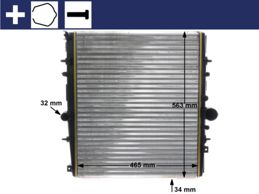 CR1437000S, Radiator, engine cooling, Cooler, MAHLE, 0103.3066, 060049N, 1330E7, 350213893000, 376767141, 40002277, 58315, 63695A, 732881, DRM07061, PE2237, PE2277, RA0070270, 1331ZZ, 8MK376767-141, PEA2277, PEA2237