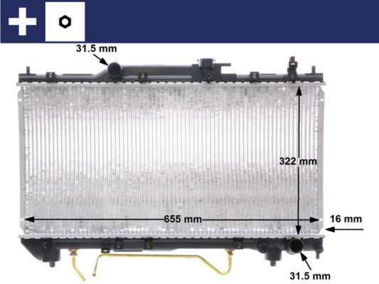 CR1519000S, Kühler, Motorkühlung, Kühler, MAHLE, 0115.3127, 102351, 130201, 1640003190, 211990N, 342190, 376773271, 53002240, 53264, 64784A, 732754, TO2240, 1640303190, TOA2240