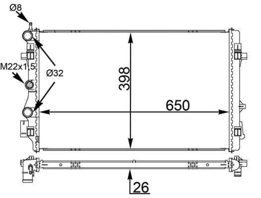 CR1559000S, Radiator, engine cooling, Cooler, MAHLE, 376775594, 65293, 6R0121253D, 6R0121253H, 6R0121253R, DRM32051, 6R0121253G, 8MK376775-594