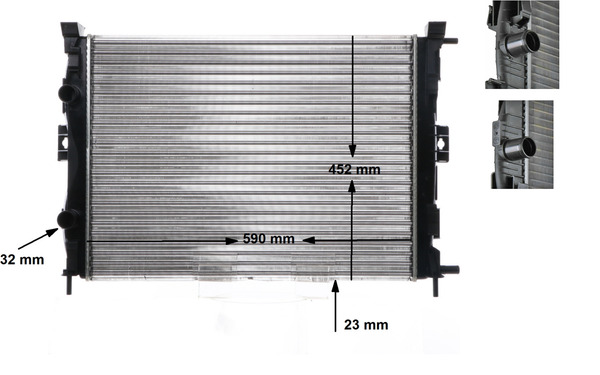 Radiator, engine cooling - CR1690000S MAHLE - 103219, 123142, 181001N