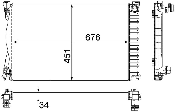 Radiator, engine cooling - CR1861000S MAHLE - 376790-104, 480052N, 4F0121251E