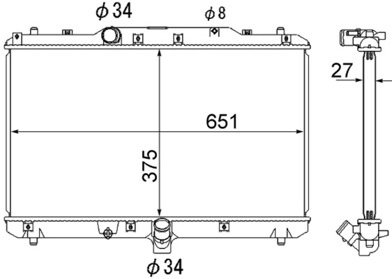 Radiator, engine cooling - CR1872000S MAHLE - 0114.3040, 042M22, 104825