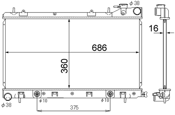 Radiator, engine cooling - CR1874000S MAHLE - 01243007, 104435, 128019