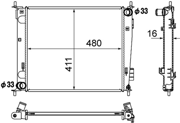 Radiator, engine cooling - CR1889000S MAHLE - 0133.3037, 065M20, 105532