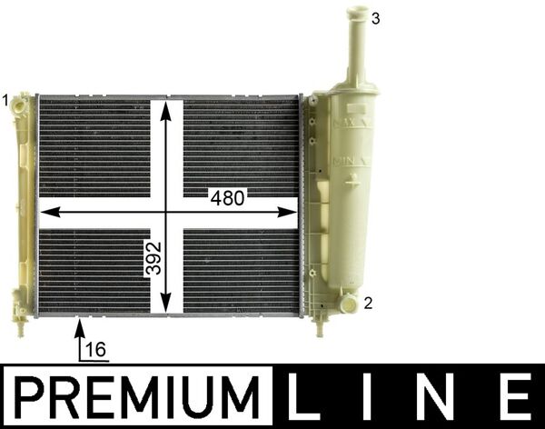 Radiator, engine cooling - CR2013000P MAHLE - 376900301, 51839665, DRM13016