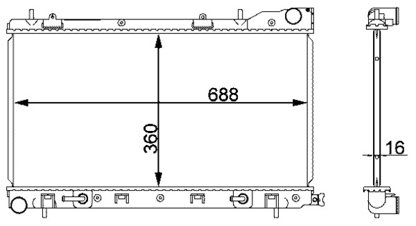 Radiator, engine cooling - CR2165000S MAHLE - 104706, 350037N, 350213132300