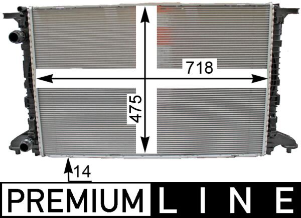 Radiator, engine cooling - CR2176000P MAHLE - 040092N, 376990001, 8W0121251K