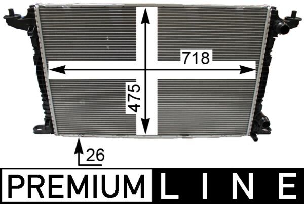 CR2179000P, Radiator, engine cooling, Cooler, MAHLE, 3012721, 376990031, 8W0121251AK, M0010720, 8MK376990-031, 8W0121251L, 8W121251L