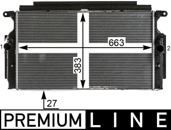 Radiator, engine cooling - CR28000P MAHLE - 01153185, 105582, 130300