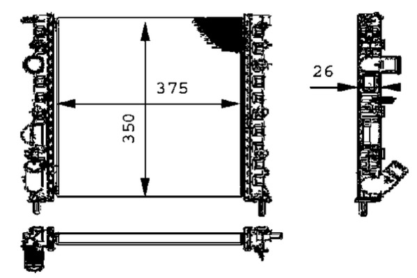Radiator, engine cooling - CR308000S MAHLE - 01093110, 101240, 123082