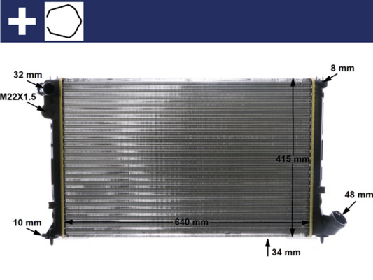 Radiator, engine cooling - CR594000S MAHLE - 00001301GE, 0108.3040, 09002106