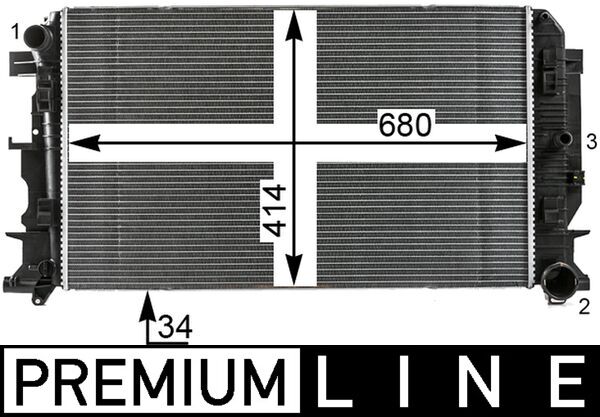 Radiator, engine cooling - CR61000P MAHLE - 0206.2087, 030M54, 102141