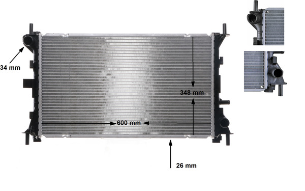 CR628000S, Radiator, engine cooling, Cooler, MAHLE, 0105.3057, 091480N, 10-100-01065, 102071, 1061191, 110056, 17520, 18002265, 232735, 349700, 350213908000, 376720301, 509638, 62073, 710-0039, DRM10052, FD2265, KFD265, QER2015, RA0121060, V25-60-0004, 1061192, 110056/A, 350213159900, 62073A, 710-0052, 732735, 8MK376720-301, FDA2265, 1091934
