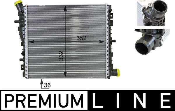 Radiator, engine cooling - CR78000P MAHLE - 376701261, 420121252, 420121252B