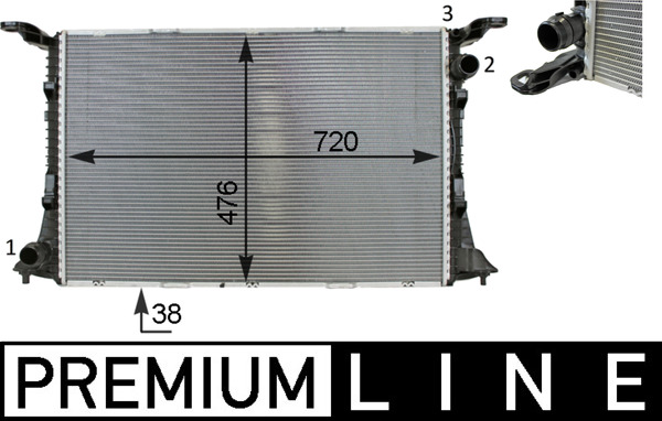 Radiator, engine cooling - CR82000P MAHLE - 376701341, 480097N, 4G0121251N