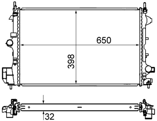 CR835000S, Radiator, engine cooling, Cooler, MAHLE, 0000051770416, 109382, 1300264, 24418345, 350213173700, 37002396, 376735061, 58204, 61914A, 734339, DRM20088, OL2387, OPEL5397A, 109382/A, 1300273, 350213905000, 51770416, 8MK376735-061, OL2396, 13196477, 359000382870, OLA2387, 359000392870, OLA2396