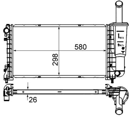 CR843000S, Kühler, Motorkühlung, Kühler, MAHLE, 01043050, 080077N, 103359, 109362, 17002297, 350213194200, 376735161, 51723827, 53606, 61923, 734458, DRM09108, FIAT5530O, FT2297, QER2385, RA0111020, 109362/A, 350213197000, 8MK376735-161, FT340R006, FTA2297, 350213197003