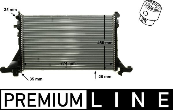 Radiator, engine cooling - CR866000P MAHLE - 214106759R, 215106759R, 376737091
