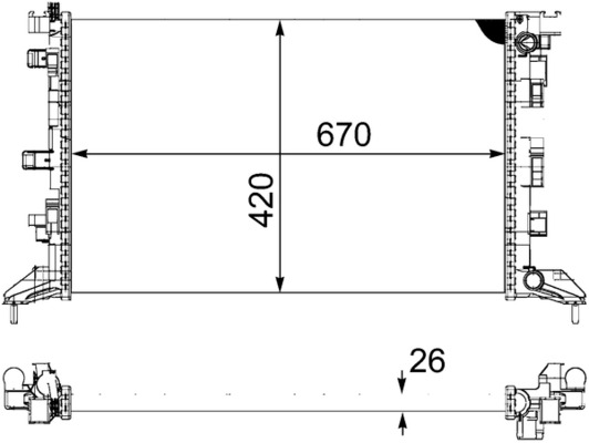 Radiator, engine cooling - CR897000P MAHLE - 023M88, 180068N, 21410-0001R