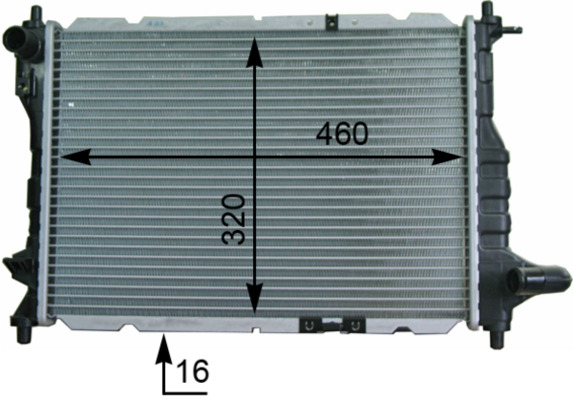 CR944000S, Radiator, engine cooling, Cooler, MAHLE, 0131.3024, 056M11, 104630, 107028, 350213177900, 376748721, 520098N, 53068, 60812075, 61630, 701598, 81002075, 96477777, DW2075, 107028/A, 53068A, 8MK376748-721, 96591475, DW324R002