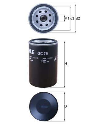 Oil Filter - OC79 MAHLE - 000091511A, 0451102002, 0650379