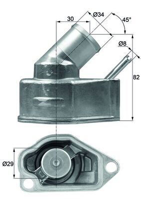 TI1092, Thermostat, coolant, Thermostat, MAHLE, 1338079, 17533, 350-92, 4006011, 4183.92D, 6237.92, 670028, 78287, 820141, 8MT354774-251, 9000112, 90501081, DTM92350, QTH419K, TH14992, 1338431, 6237.92/J, 95517664, TH14992G1, TH6237.92J