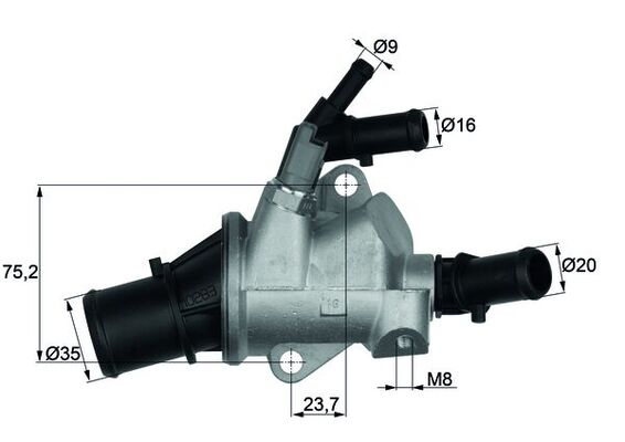 TI14888, Thermostat, coolant, Thermostat, MAHLE, 0000055194768, 78670, 820578, 862028588, 8MT354776-541, TH38988G1, TH6882.88J