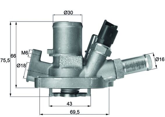 Thermostat, coolant - TI15180 MAHLE - 0000055250168, 00K04892642AC, 41087180D
