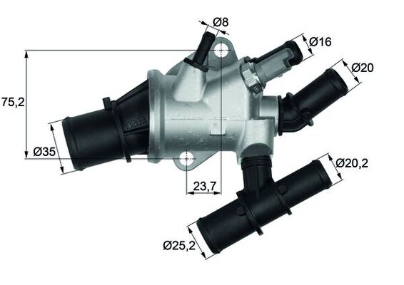 TI15588, Thermostat, coolant, Thermostat, MAHLE, 0000060816681, 180248, 409-88, 410511.88D, 46790294, 6826.88J, 78405, 820562, 8MT354775-121, TH24888G1, 0060816317, 60816317, TH6826.88J, 60816681