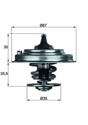Thermostat, coolant - TX3092D MAHLE - 078121113G, 078121113H, 13649