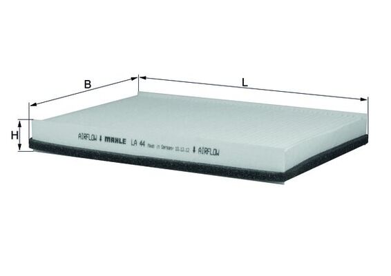 LA44, Filter, interior air, Cabin filter, MAHLE, 09466, 0986BF0520, 10301016, 1417, 154064174890, 17179, 21651898, 24779, 26.43.54/20, 29003, 352117001, 3A0819638, 5300400, 698679, 8300179, 830040N, 8671002100, 974034, AC120, AH136, AH7007, ALC5335/1, C28162, CAF29, CF9414, CU2672, DCF228P, E335, E921LI, ELR7036