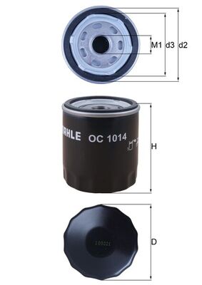 OC1014, Ölfilter, Ölfilter, MAHLE, 109220, 30711781, F026407225, H319W, LS357, W7015, 30731880, W7020, 31330049, 31330050