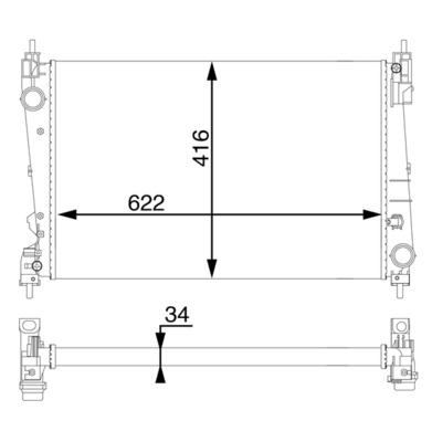Radiator, engine cooling - CR1582000S MAHLE - 107619, 121164, 1300337