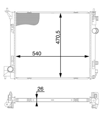Radiator, engine cooling - CR1594000S MAHLE - 214104EB0A, 376777584, 68786