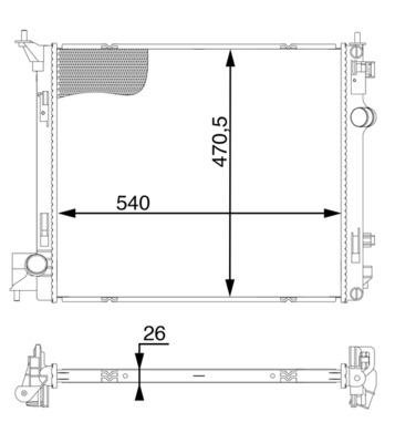 Radiator, engine cooling - CR1595000S MAHLE - 01213084, 214104BE0A, 33002444