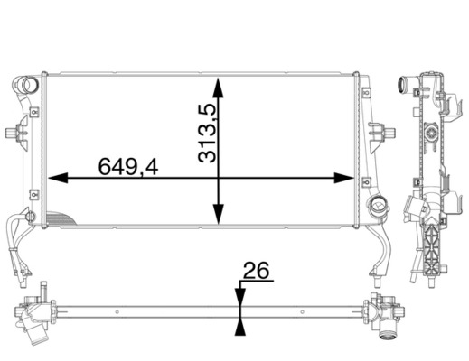 Radiator, engine cooling - CR1975000P MAHLE - 25310G4300, 376899141, 636728