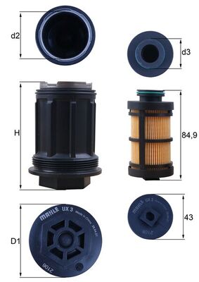 Harnstofffilter - UX3KIT MAHLE - 0001420089, 0019903080, 11181727