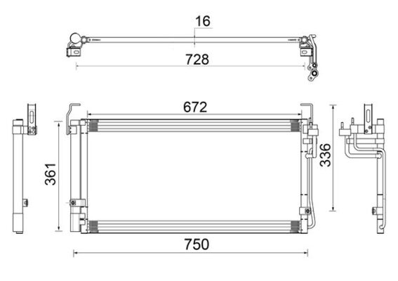 Kondensator, Klimaanlage - AC265000S MAHLE - 0828.3004, 103363, 161155