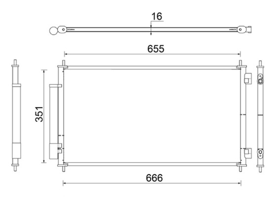 Condenser, air conditioning - AC811000S MAHLE - 0819.3018, 350203659000, 351343-541