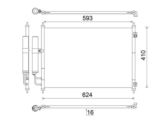Condenser, air conditioning - AC829000S MAHLE - 072039N, 08213045, 105461
